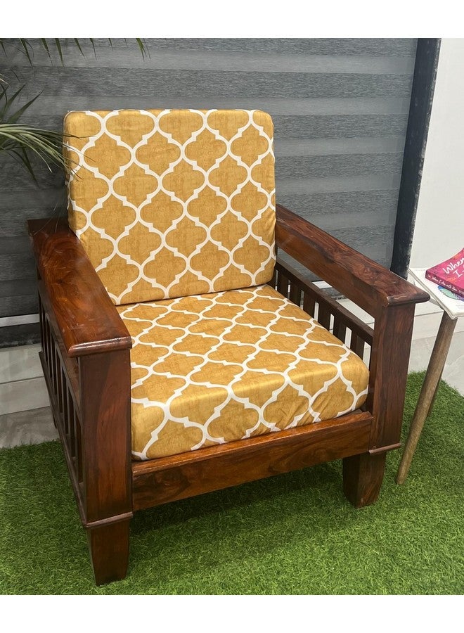 AMAZE ATTIRES Stretchable/Spandex Printed Sofa Slip Cover, Pack of 6 Sofa seat Covers can use for livingroom, Couch, Wooden Sofas & Offices (Yellow Geometrical) - Image 1