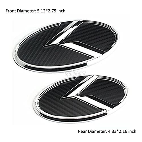 ARKOSKNIGHT 2PCS Vintage K BadgeFront Hood Rear Trunk Emblem Stickers Compatible with Vintage K Accessories Carbon Fiber Chrome - Image 3