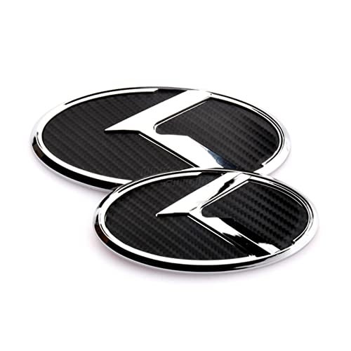 ARKOSKNIGHT 2PCS Vintage K BadgeFront Hood Rear Trunk Emblem Stickers Compatible with Vintage K Accessories Carbon Fiber Chrome - Image 1