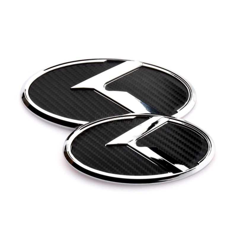 ARKOSKNIGHT 2PCS Vintage K BadgeFront Hood Rear Trunk Emblem Stickers Compatible with Vintage K Accessories Carbon Fiber Chrome - Image 2