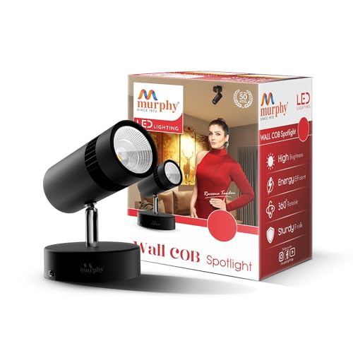 Murphy Aluminium 10W Adjustable Black Aliminum Led Wall Cob Surface Mounted Spot Light With 2 Years Warranty (Warm White, Pack Of 1) - Image 1
