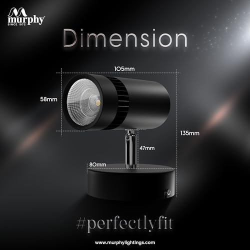 Murphy Aluminium 10W Adjustable Black Aliminum Led Wall Cob Surface Mounted Spot Light With 2 Years Warranty (Warm White, Pack Of 1) - Image 5