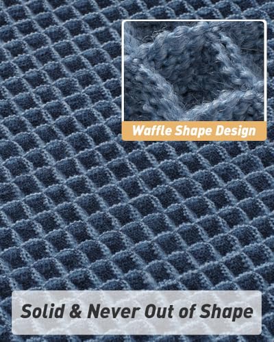 AMOAMI حصيرة استحمام وفل محدثة من AMOAMI، فائقة الامتصاص وغير قابلة للانزلاق، حصائر استحمام لارضية الحمام، قابلة للغسل في الغسالة مع زخارف، حصائر حمام مدعومة بالمطاط، فائقة النعومة، 24" × 36"، زرقاء - Image 4