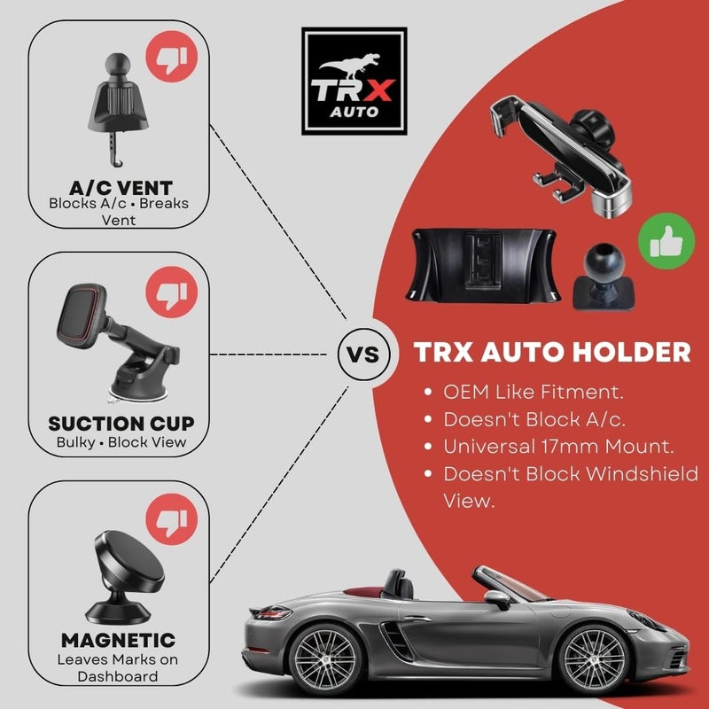 TRX AUTO Phone Holder Mount With Gravity Phone Holder For Porsche Boxster, Cayman 718 2016 To 2024 | Porsche Cayman Accessories | Porsche Boxster Accessories - Image 2