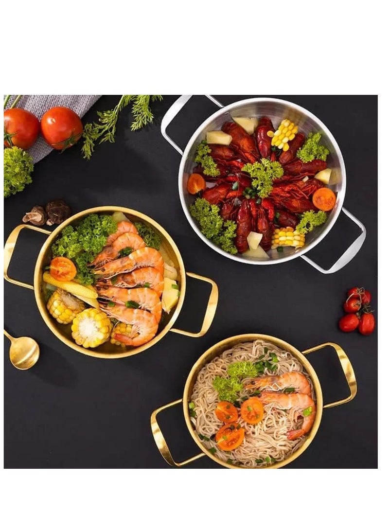 A cooking and serving bowl made of stainless steel gold color with double handles - size 26 CM - Image 4