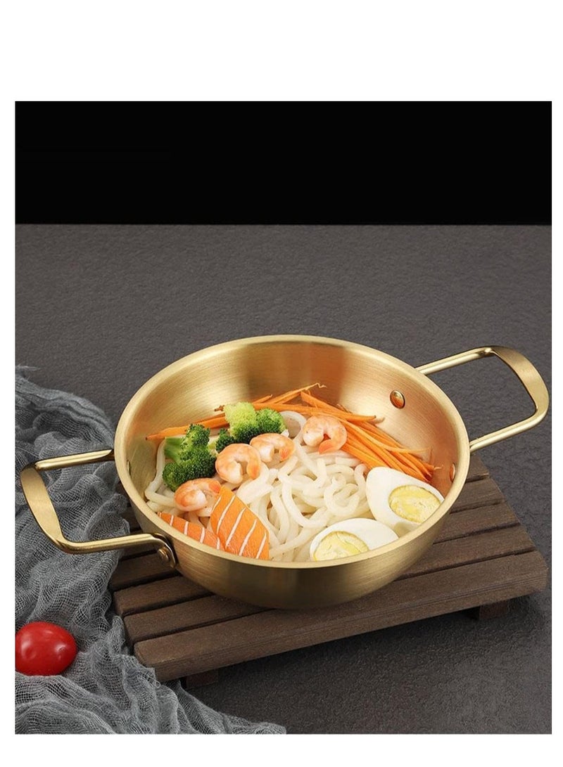 A cooking and serving bowl made of stainless steel gold color with double handles - size 26 CM - Image 5