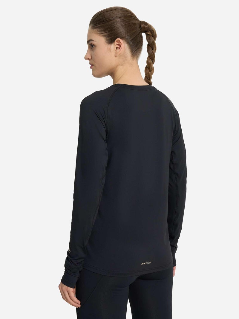 Demix Women's 2-Pack Running T-Shirts – Black Lightweight Training Long Sleeve with MOVI Cool+ Technology, Reflective Elements, Thumb Holes & Flat Seams for Jogging & Workouts - Image 4