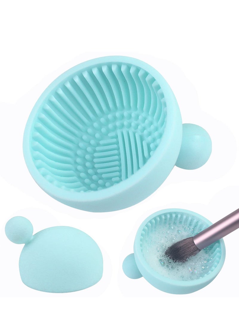 Portable Silicone Makeup Brush Cleaner Mat Blue Suitable for Easy and Efficient Brush Cleaning - Image 1