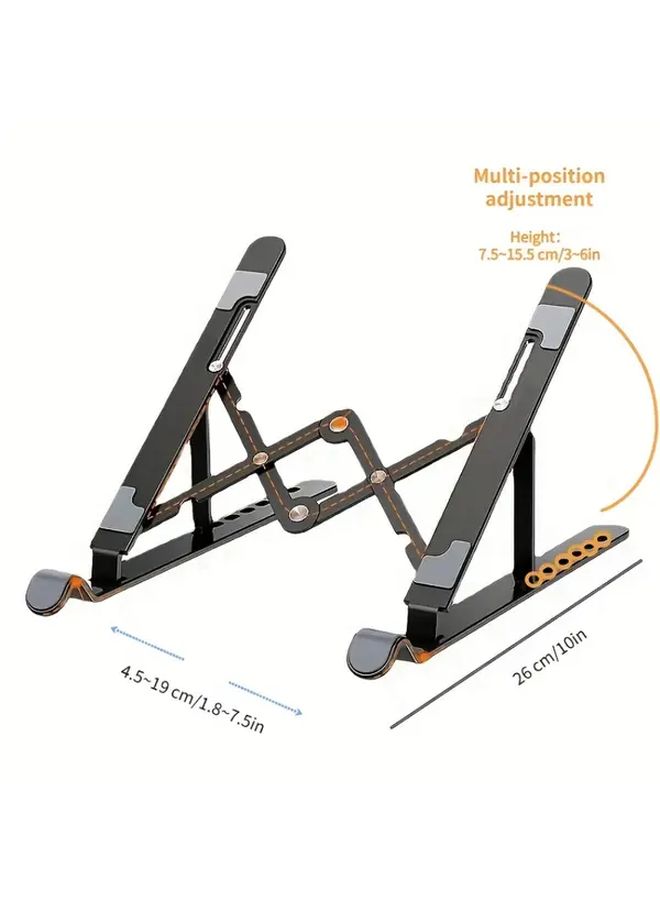 Black Portable Folding Laptop Stand with Height Adjustable Heavy Duty Heat Dissipation - Image 4