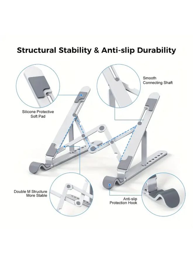 Black Portable Folding Laptop Stand with Height Adjustable Heavy Duty Heat Dissipation - Image 5