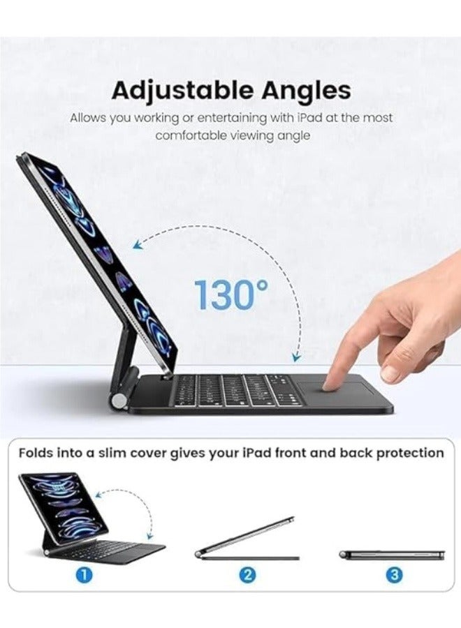 Magic Smart Bluetooth Arabic Keyboard Case for iPad Air 13 Inch 2024 Model Number A2903 A2904 with Trackpad RGB Backlit Keyboard for iPad Air 13 M2 - Image 3