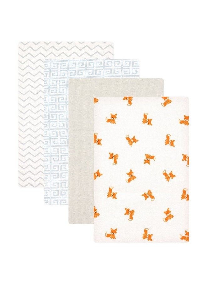 Luvable Friends - Unisex Baby Cotton Flannel Receiving Blankets Fox 4 Pack One Size - Image 1