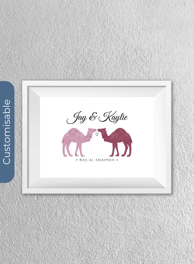 شير ذا لوف  إطار ثنائي الجمل المخصص - فن حب الجمل 21 × 30 سم  - Image 4