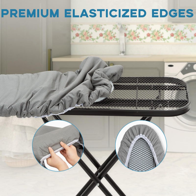 RAINHOL Small Ironing Board Cover 13"x43", RAINHOL Iron Board Replacement Cover and Pad, Thick Felt Padding, Scorch Resistant 100% Cotton, Heat Reflective, Elastic Edge, Grey - Image 4
