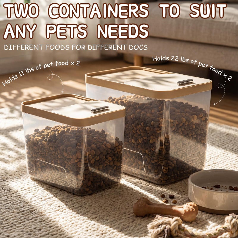 Lounsweer 4 Piece Pet Food Storage Container Dog Cat Treat Storage Container Large Airtight Rice Dispenser with Measuring Scoops for Dog Cat Bird Food Flour Kitchen Supplies(Clear,11 Lb, 22 lb) - Image 4