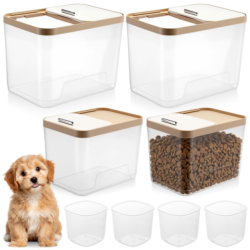 Lounsweer 4 Piece Pet Food Storage Container Dog Cat Treat Storage Container Large Airtight Rice Dispenser with Measuring Scoops for Dog Cat Bird Food Flour Kitchen Supplies(Clear,11 Lb, 22 lb) - Image 1