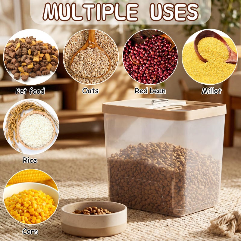 Lounsweer 4 Piece Pet Food Storage Container Dog Cat Treat Storage Container Large Airtight Rice Dispenser with Measuring Scoops for Dog Cat Bird Food Flour Kitchen Supplies(Clear,11 Lb, 22 lb) - Image 5