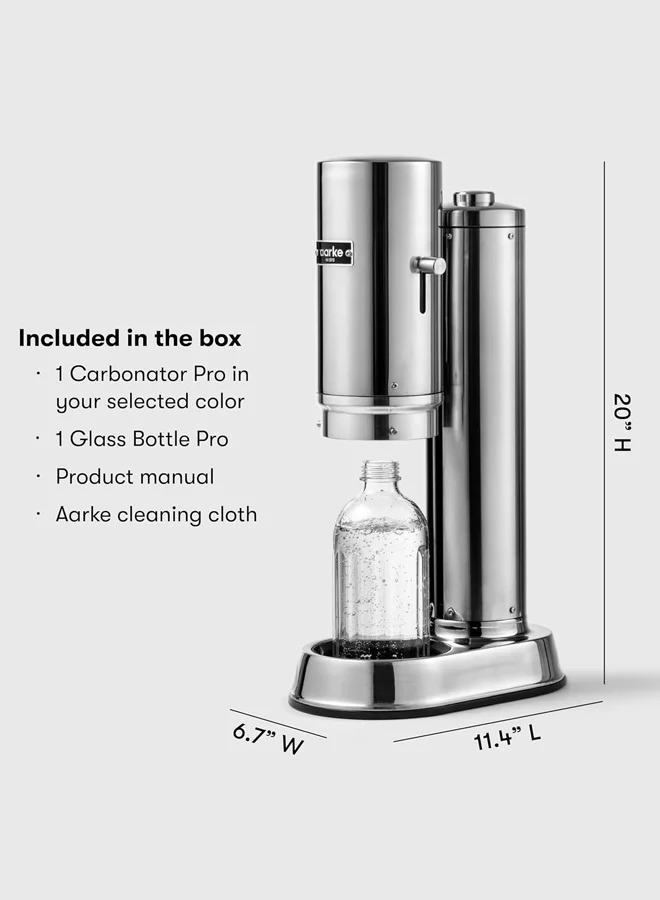 Aarke Aarke Carbonator Pro Steel with Glass Bottle sparkling water maker in stainless steel