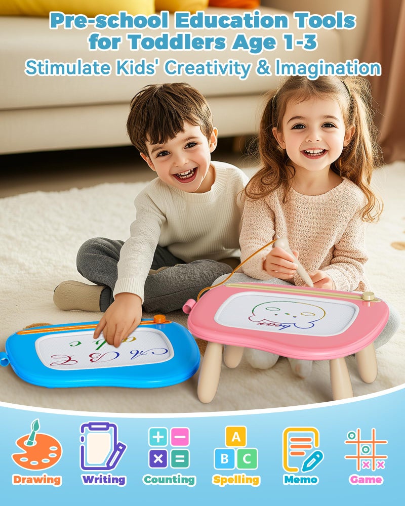 KOKODI Magnetic Drawing Board, Toddler Girl Toys for 1-2 Year Old, Large Doodle Board Pad Learning and Educational Toys for 1 2 3 Year Old Baby Kids Birthday Gifts(Blue) - Image 5