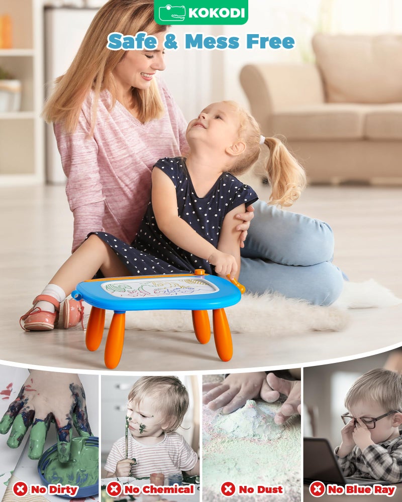 KOKODI Magnetic Drawing Board, Toddler Girl Toys for 1-2 Year Old, Large Doodle Board Pad Learning and Educational Toys for 1 2 3 Year Old Baby Kids Birthday Gifts(Blue) - Image 4