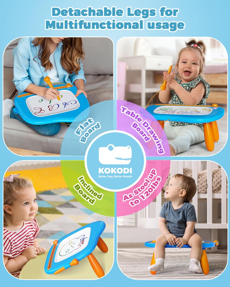 KOKODI Magnetic Drawing Board, Toddler Girl Toys for 1-2 Year Old, Large Doodle Board Pad Learning and Educational Toys for 1 2 3 Year Old Baby Kids Birthday Gifts(Blue) - Image 3