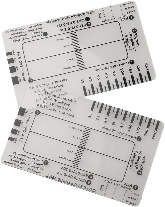 2pc A 7 Step ECG Measurement Tool Ruler Transparent Caliper For Interval PR QRS ST Wave Assessment - Image 1