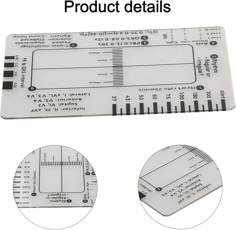 2pc A 7 Step ECG Measurement Tool Ruler Transparent Caliper For Interval PR QRS ST Wave Assessment - Image 5