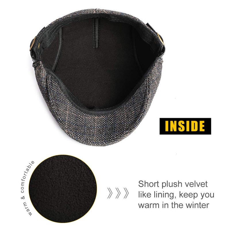 Sumolux Mens Newsboy Cap Hat Winter Beret Hat Cabbie Flat Cap Brown - Image 4