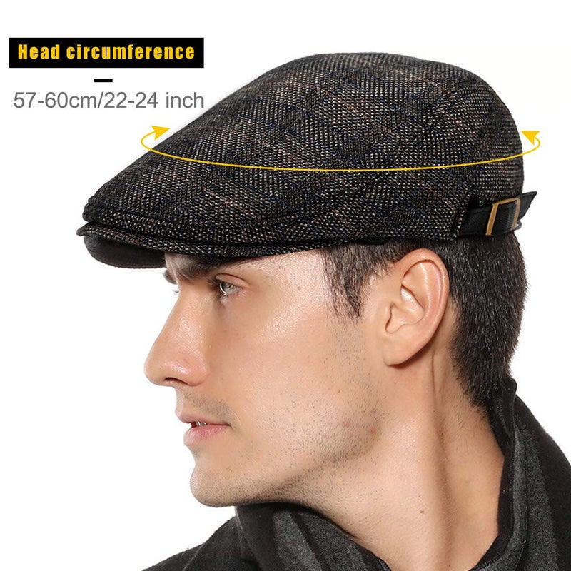 Sumolux Mens Newsboy Cap Hat Winter Beret Hat Cabbie Flat Cap Brown - Image 2