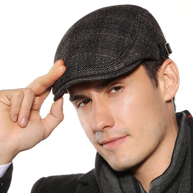 Sumolux Mens Newsboy Cap Hat Winter Beret Hat Cabbie Flat Cap Brown - Image 1