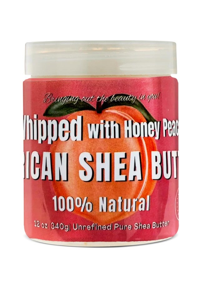 RA COSMETICS Whipped Shea Butter Honey Peach - 100% Pure and Natural African Shea Butter - Ultimate Handcrafted Moisturizer with Essential Vitamins for Radiant Skin and Luscious Hair - 12oz Jar