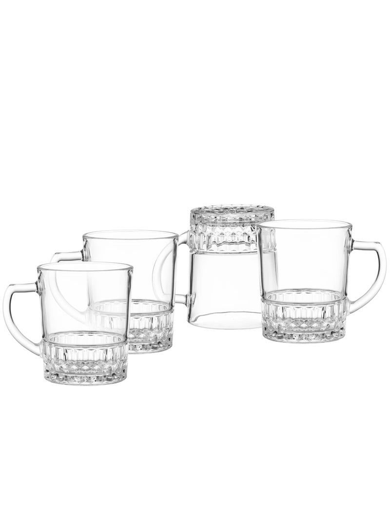 Elegant Set of 4 clear glass tea cups 240 ml - Image 1