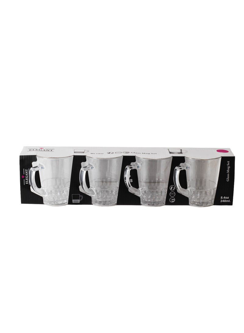 Elegant Set of 4 clear glass tea cups 240 ml - Image 3