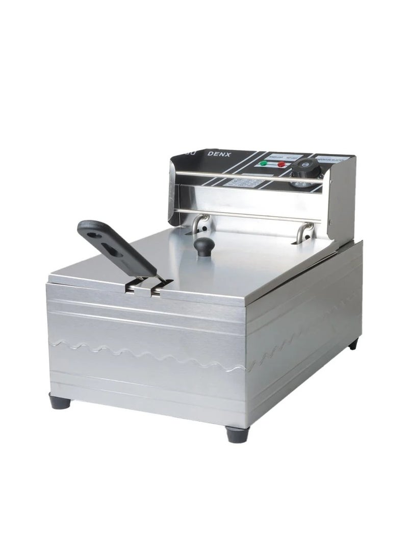 Denx Oil fryer with a capacity of 6 liters and a power of 2500 watts, professional design with heat-resistant handles and a cover to prevent oil from splashing, made of stainless steel  - Image 3