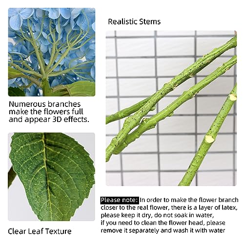 grtefhu 4pcs 21" Faux Blue Hydrangeas Artificial Flowers, Real Touch Silk Hydrangea Flowers with Stems for Bridal Wedding Bouquet Party Home Decor - Image 4
