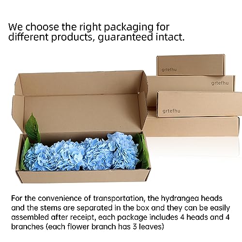 grtefhu 4pcs 21" Faux Blue Hydrangeas Artificial Flowers, Real Touch Silk Hydrangea Flowers with Stems for Bridal Wedding Bouquet Party Home Decor - Image 5