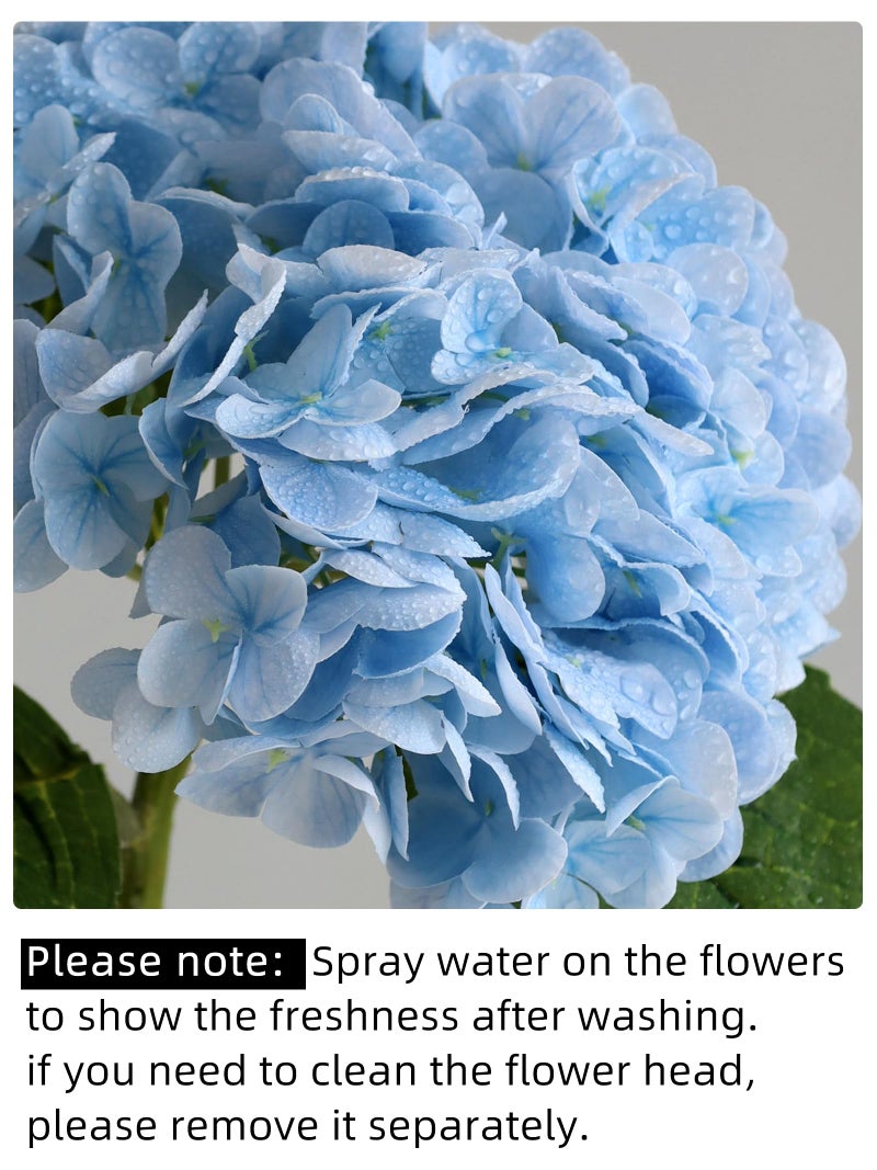 grtefhu 4pcs 21" Faux Blue Hydrangeas Artificial Flowers, Real Touch Silk Hydrangea Flowers with Stems for Bridal Wedding Bouquet Party Home Decor - Image 3