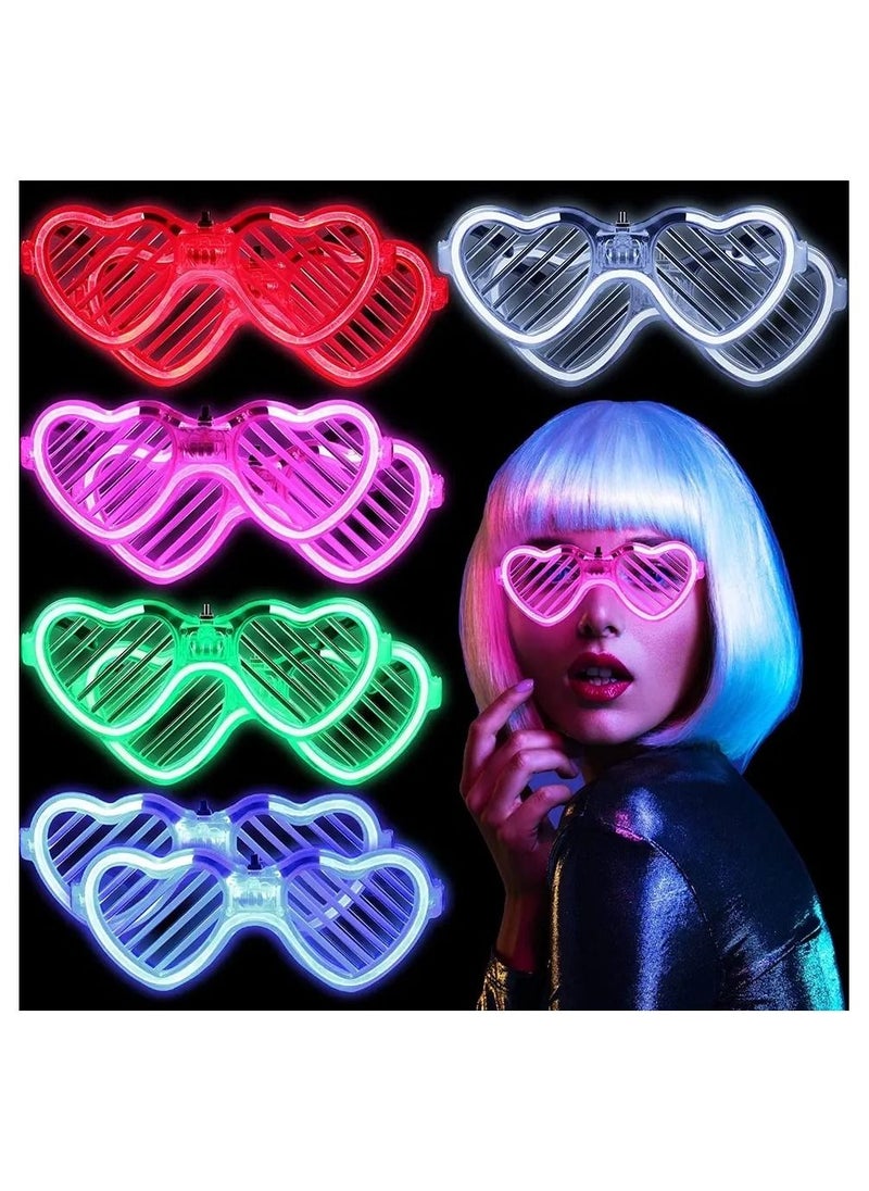 MAGIC VAULT - Light-up LED Glasses, 10 Pack Glasses Heart Shape Toys Party Favors Glow In The Dark Party Favors Supplies Shutter Shades Sunglasses Luminous Neon Glasses Glow in the Dark Glasses for Adult Kids - Image 1