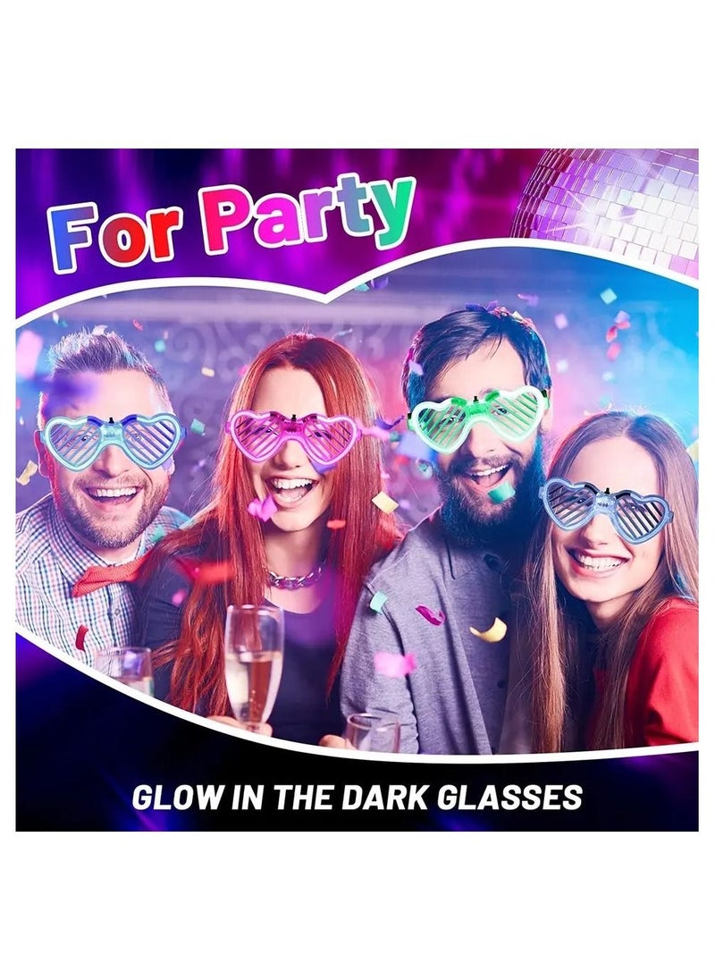 MAGIC VAULT - Light-up LED Glasses, 10 Pack Glasses Heart Shape Toys Party Favors Glow In The Dark Party Favors Supplies Shutter Shades Sunglasses Luminous Neon Glasses Glow in the Dark Glasses for Adult Kids - Image 1