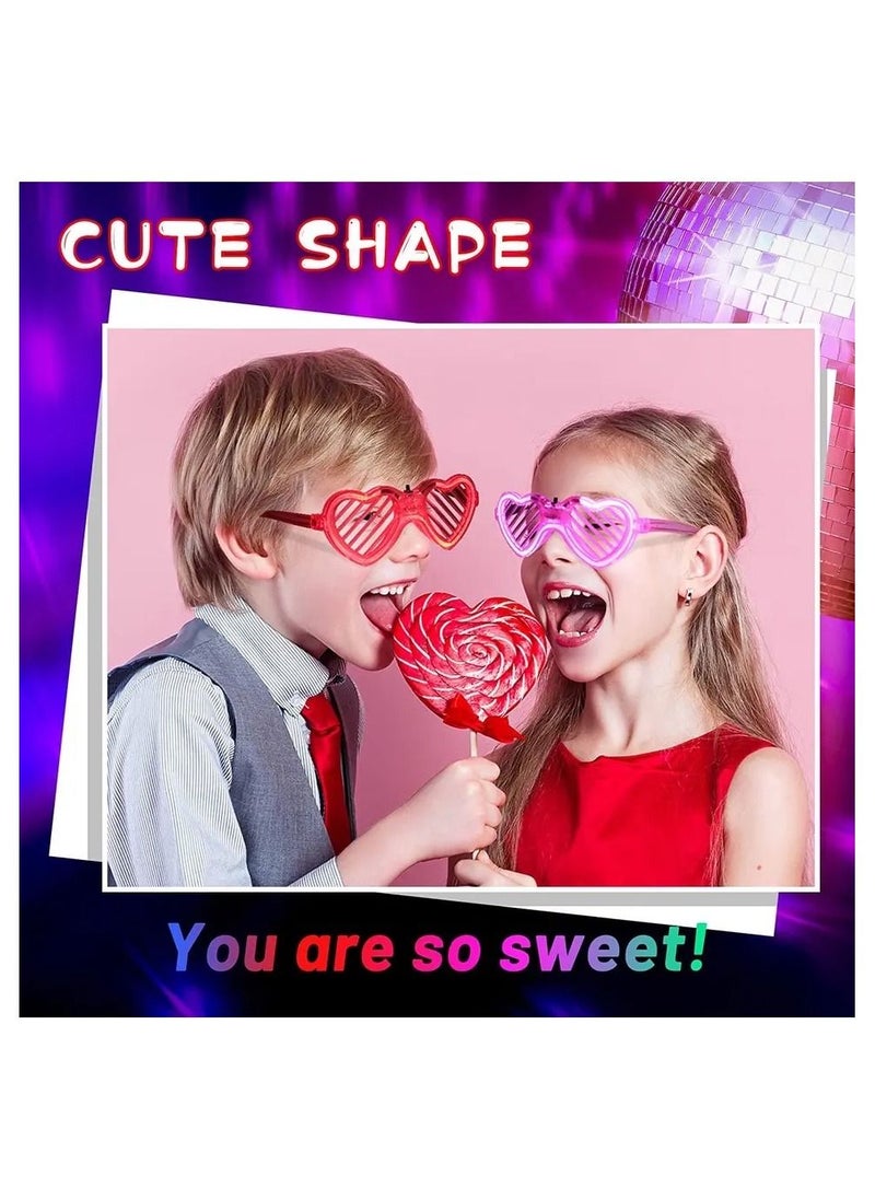 MAGIC VAULT - Light-up LED Glasses, 10 Pack Glasses Heart Shape Toys Party Favors Glow In The Dark Party Favors Supplies Shutter Shades Sunglasses Luminous Neon Glasses Glow in the Dark Glasses for Adult Kids - Image 1