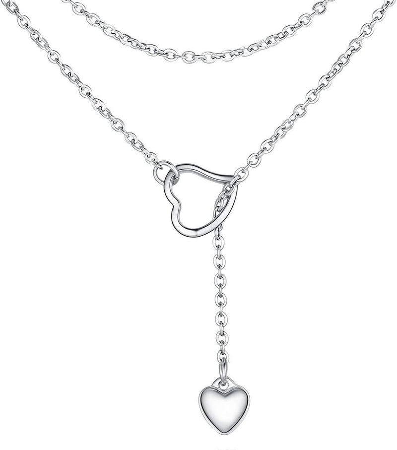 FOCALOOK Lariat Y-Necklaces | Long Necklaces for Women | Long Black Necklaces | Gold Necklaces for Women | Drop Heart Necklaces for Women | Front Adjustable Long Chain Necklace - Image 1