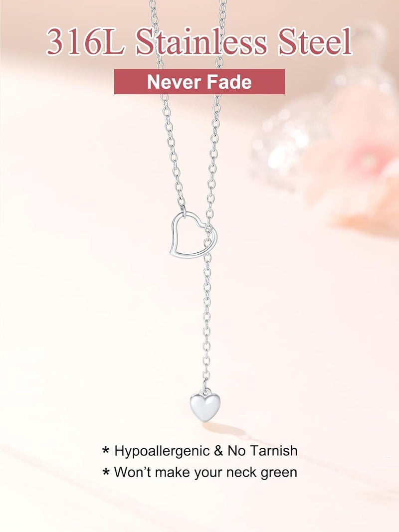 FOCALOOK Lariat Y-Necklaces | Long Necklaces for Women | Long Black Necklaces | Gold Necklaces for Women | Drop Heart Necklaces for Women | Front Adjustable Long Chain Necklace - Image 5