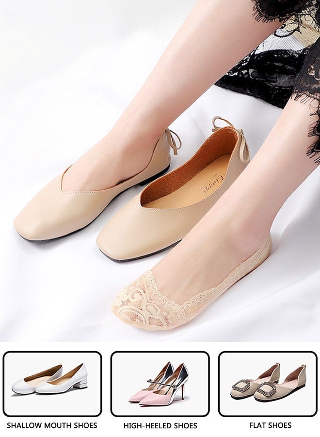 HAWAWA 5 Pairs No Show Socks Low Cut Flat Invisible Liner Socks Non Slip Lace Casual Boat Socks for High Heels Flats Women Girl  - Image 3