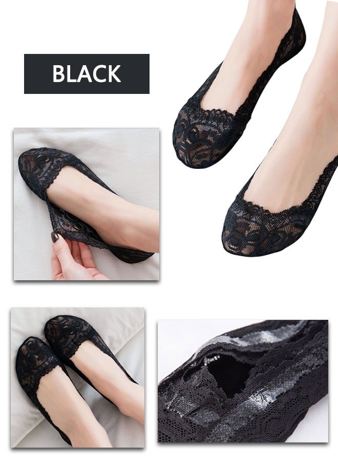 HAWAWA 5 Pairs No Show Socks Low Cut Flat Invisible Liner Socks Non Slip Lace Casual Boat Socks for High Heels Flats Women Girl  - Image 4
