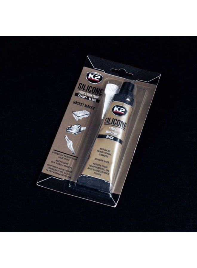 K2 Silicone High Temperature Gasket Maker Black 70g +350°C RTV Sealant for Engine Valve Cover Oil Pan Water Pump Thermostat Housing Gearbox Exhaust Sensor Safe Oil Coolant Resistant Automotive Car Motorcycle Sealing Compound - Image 2