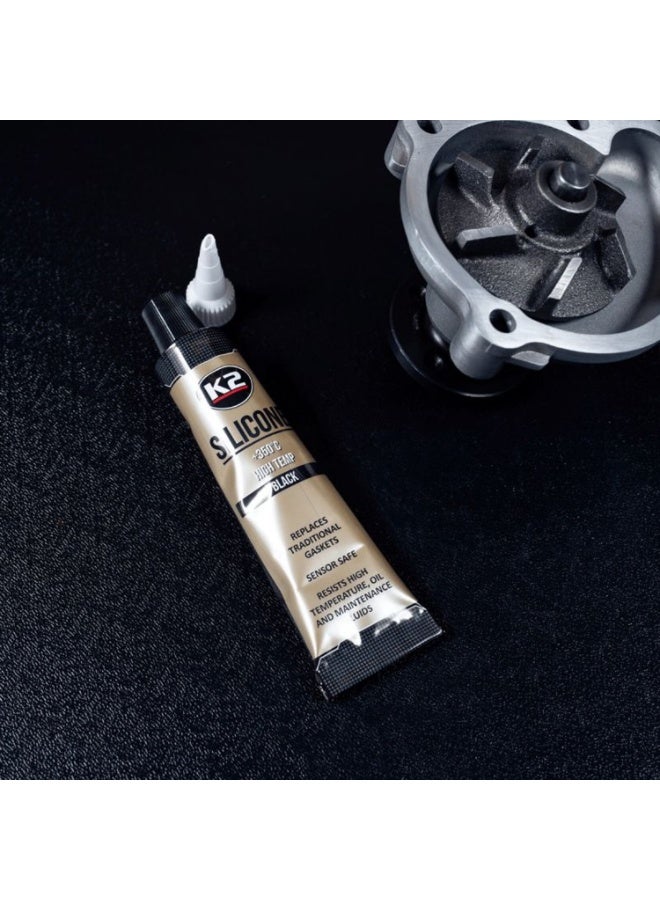 K2 Silicone High Temperature Gasket Maker Black 70g +350°C RTV Sealant for Engine Valve Cover Oil Pan Water Pump Thermostat Housing Gearbox Exhaust Sensor Safe Oil Coolant Resistant Automotive Car Motorcycle Sealing Compound - Image 3