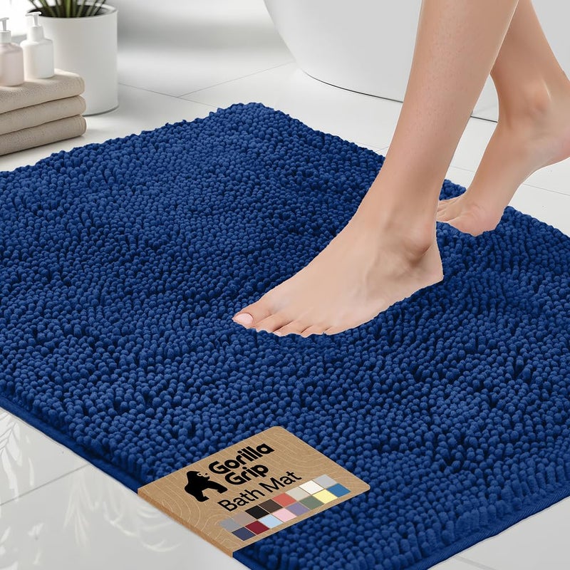 GORILLA GRIP Bath Rug Mat, Thick Soft Absorbent Chenille, Quick Dry Microfiber Mats, Rubber Backing Washable Shower Floor Rugs, US Designed Bathroom Bathmat Home Decor Accessories, 24x17 Royal Blue - Image 1