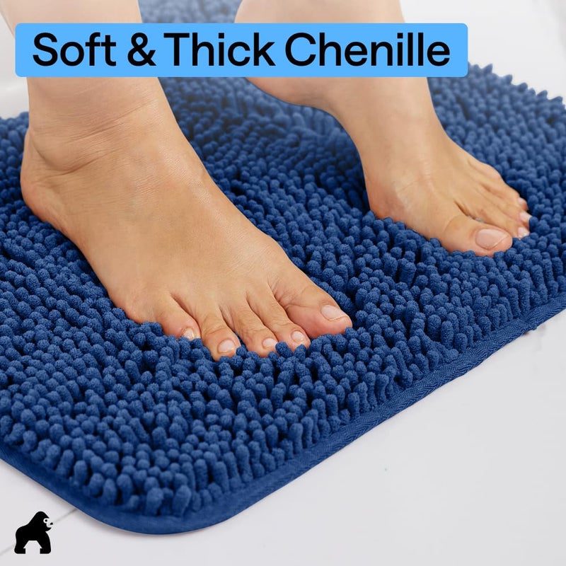 GORILLA GRIP Bath Rug Mat, Thick Soft Absorbent Chenille, Quick Dry Microfiber Mats, Rubber Backing Washable Shower Floor Rugs, US Designed Bathroom Bathmat Home Decor Accessories, 24x17 Royal Blue - Image 4