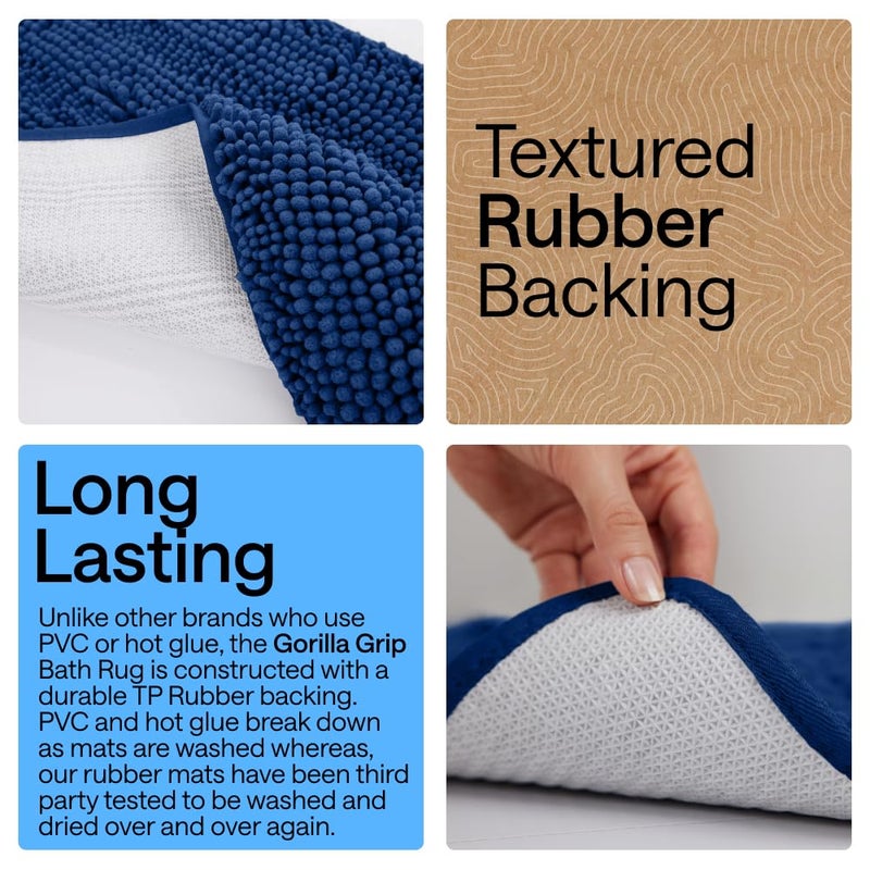 GORILLA GRIP Bath Rug Mat, Thick Soft Absorbent Chenille, Quick Dry Microfiber Mats, Rubber Backing Washable Shower Floor Rugs, US Designed Bathroom Bathmat Home Decor Accessories, 24x17 Royal Blue - Image 3