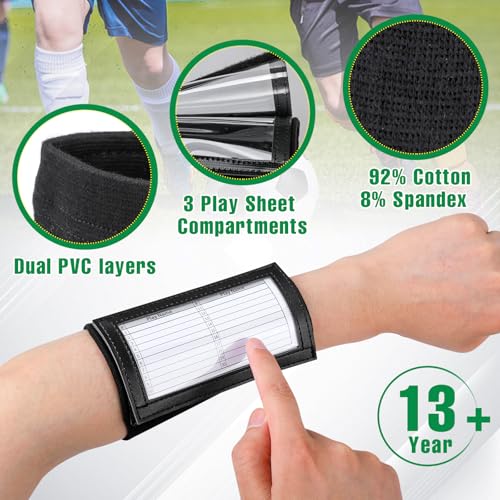 YixangDD Football Play Wristbands, Sports Football Arm Bands, Cotton Wristbands for Play Signs, Baseball Wrist Bands with 3 PVC Compartments for Teenagers - Image 3
